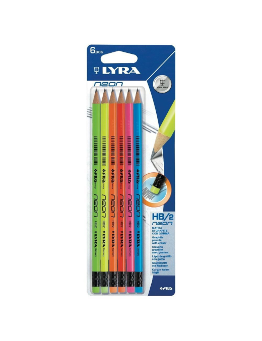 LYRA MATITE 6 PEZZI NEON HB