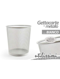 WHITE IRON WASTE BASKET 26x28cm