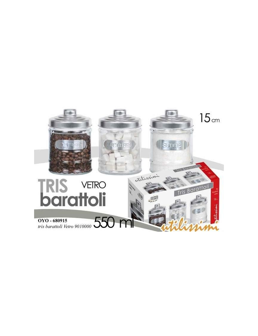BARATTOLI VETRO 3 pezzi 550ml