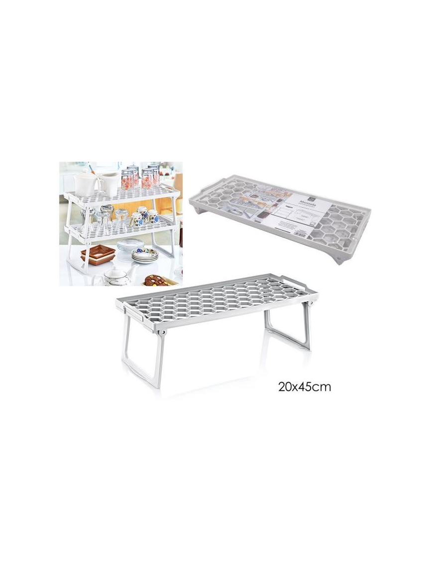 WHITE SHELF WITH FOLDABLE FEET 20x45 CENTIMETERS