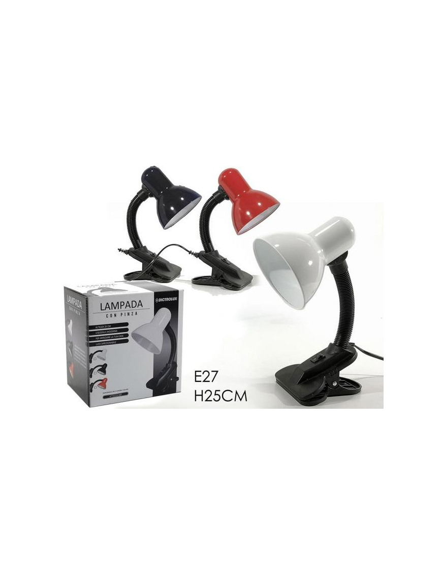 LAMPADA SCRIVANIA 25 CENTIMETRI CON PINZA