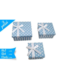 SQUARE LIGHT BLUE BOW BOX OF 3 PIECES