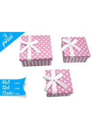 PINK SQUARE BOW BOX OF 3 PIECES
