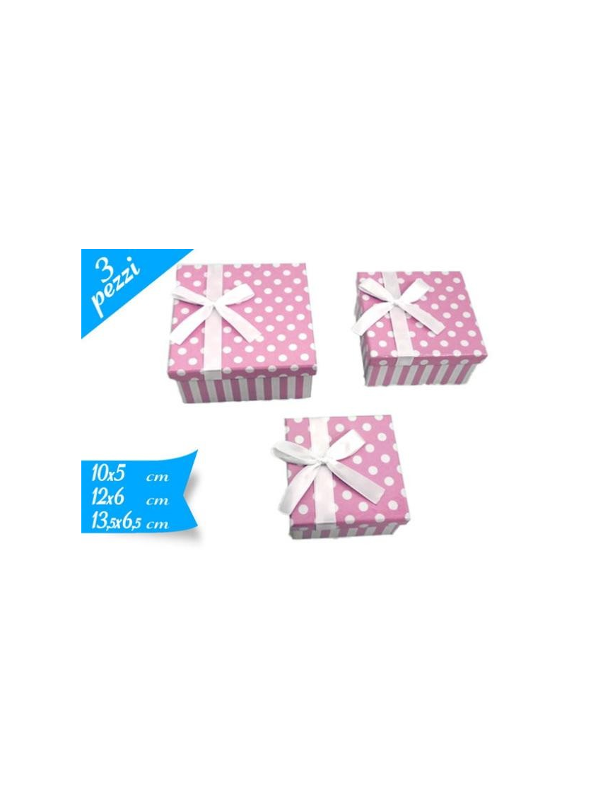 SCATOLA FIOCCO ROSA QUADRA 3 PEZZI