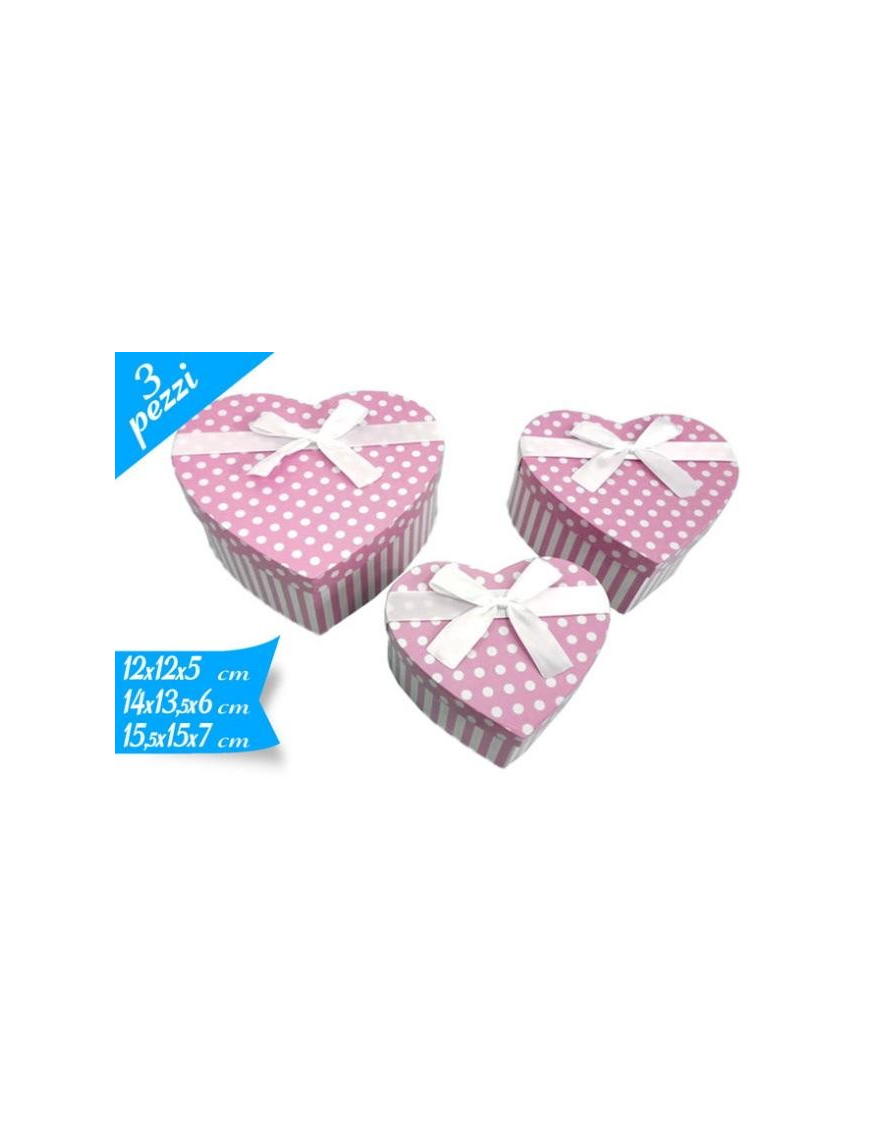 SCATOLA FIOCCO ROSA CUORE 3 PEZZI