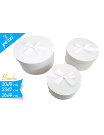 SCATOLA FIOCCO BIANCO TONDA 3 PEZZI