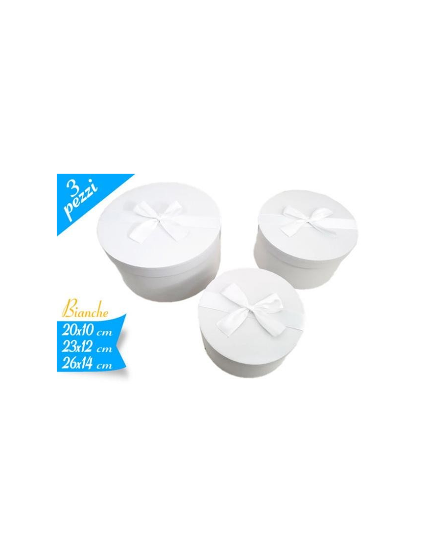 SCATOLA FIOCCO BIANCO TONDA 3 PEZZI