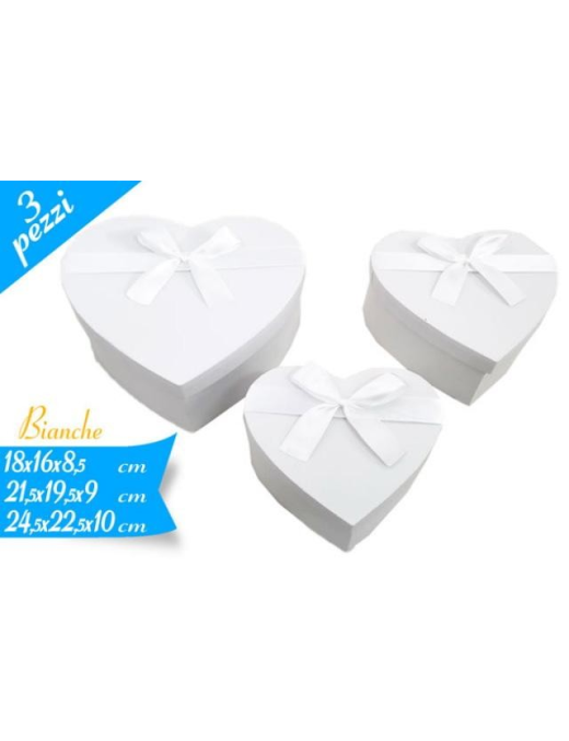 WHITE HEART BOW BOX OF 3 PIECES