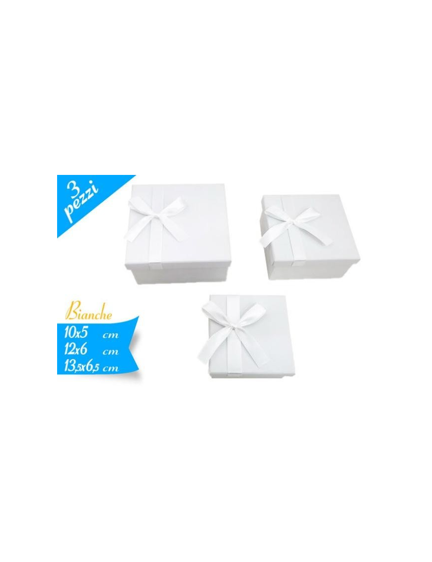 SCATOLA FIOCCO BIANCO QUADRA 3 PEZZI