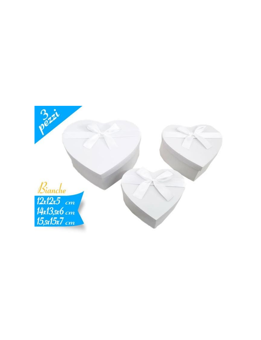 WHITE HEART BOW BOX OF 3 PIECES