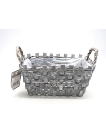 RECTANGULAR WOVEN WOOD BASKET 24x16x10 CENTIMETERS