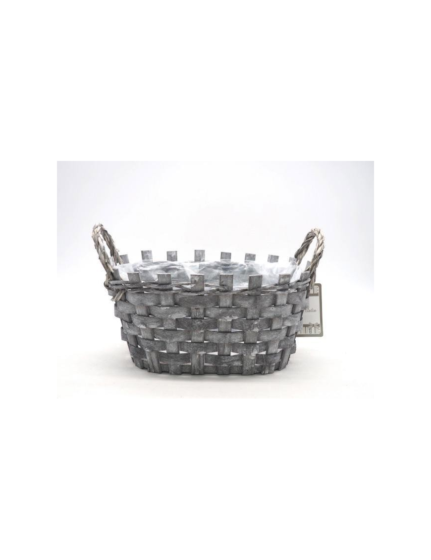 OVAL WOVEN WOOD BASKET 24x16x12 CENTIMETERS