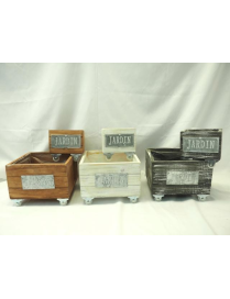WOODEN BOX WITH WHEEL 2 PIECES