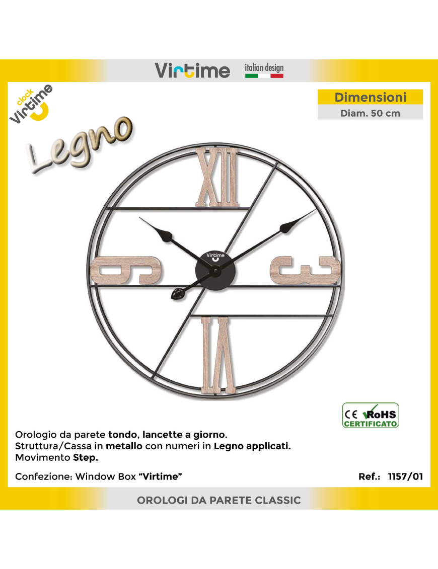 METAL WALL CLOCK DIAMETER 50 CENTIMETERS