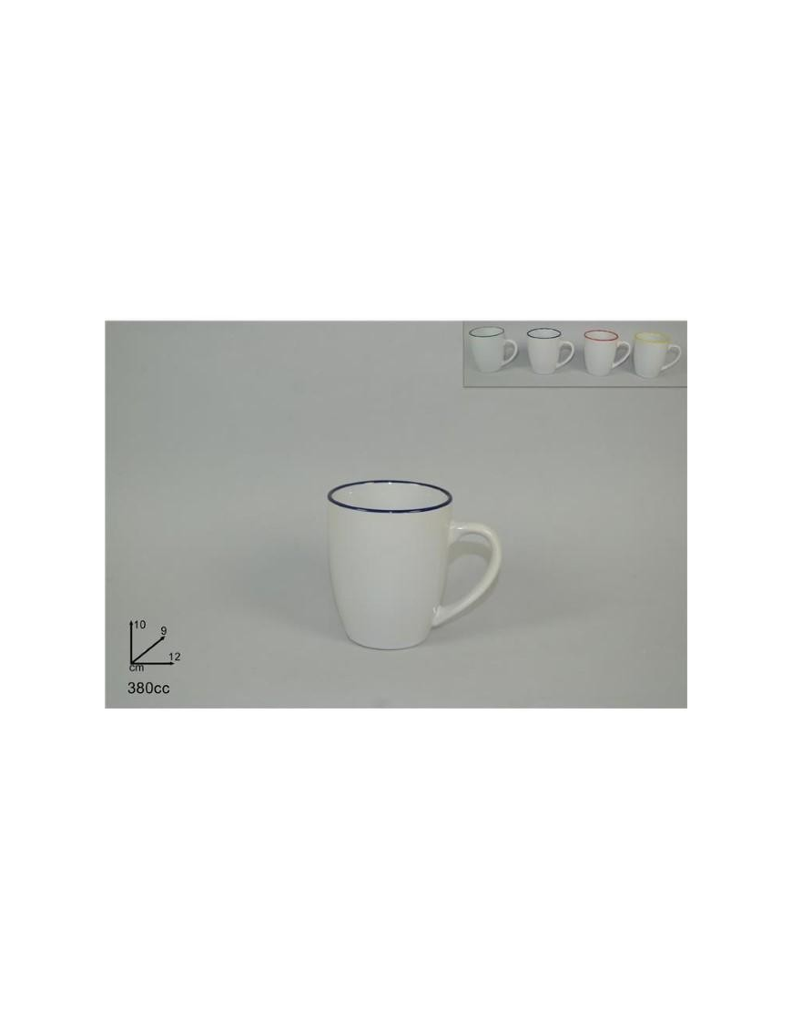 CERAMIC MUG COLORED EDGE 380 CC