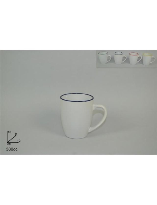 CERAMIC MUG COLORED EDGE 380 CC