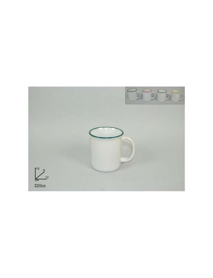 CERAMIC MUG COLORED EDGE 320 CC