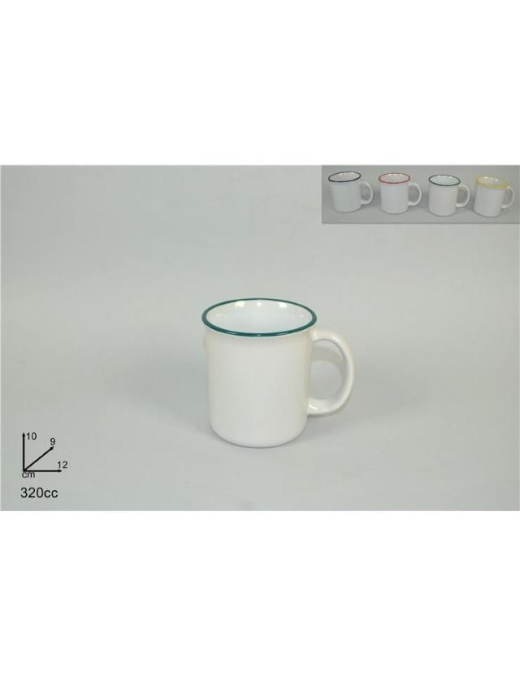 CERAMIC MUG COLORED EDGE 320 CC