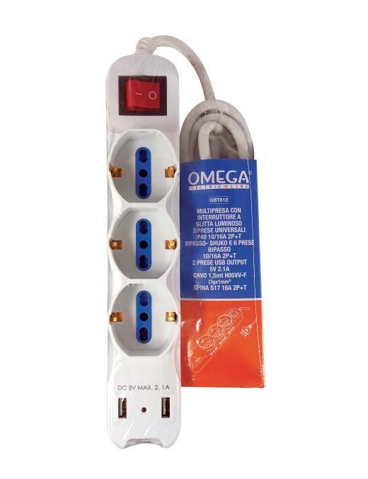 PRESA MULTIPLA P40 10/16A 9 POSTI + USB
