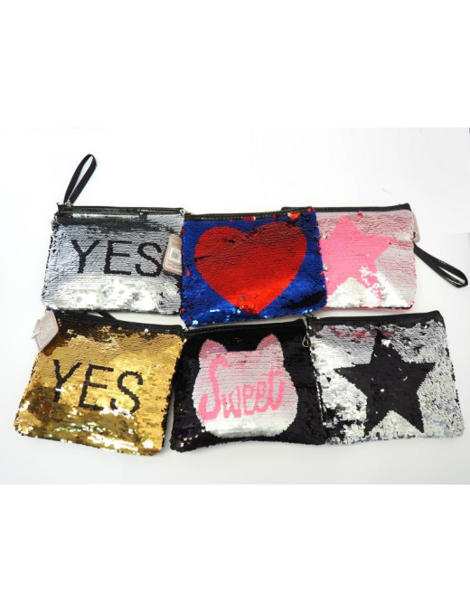 BEAUTY CASE SEQUINS 23x8 CENTIMETERS