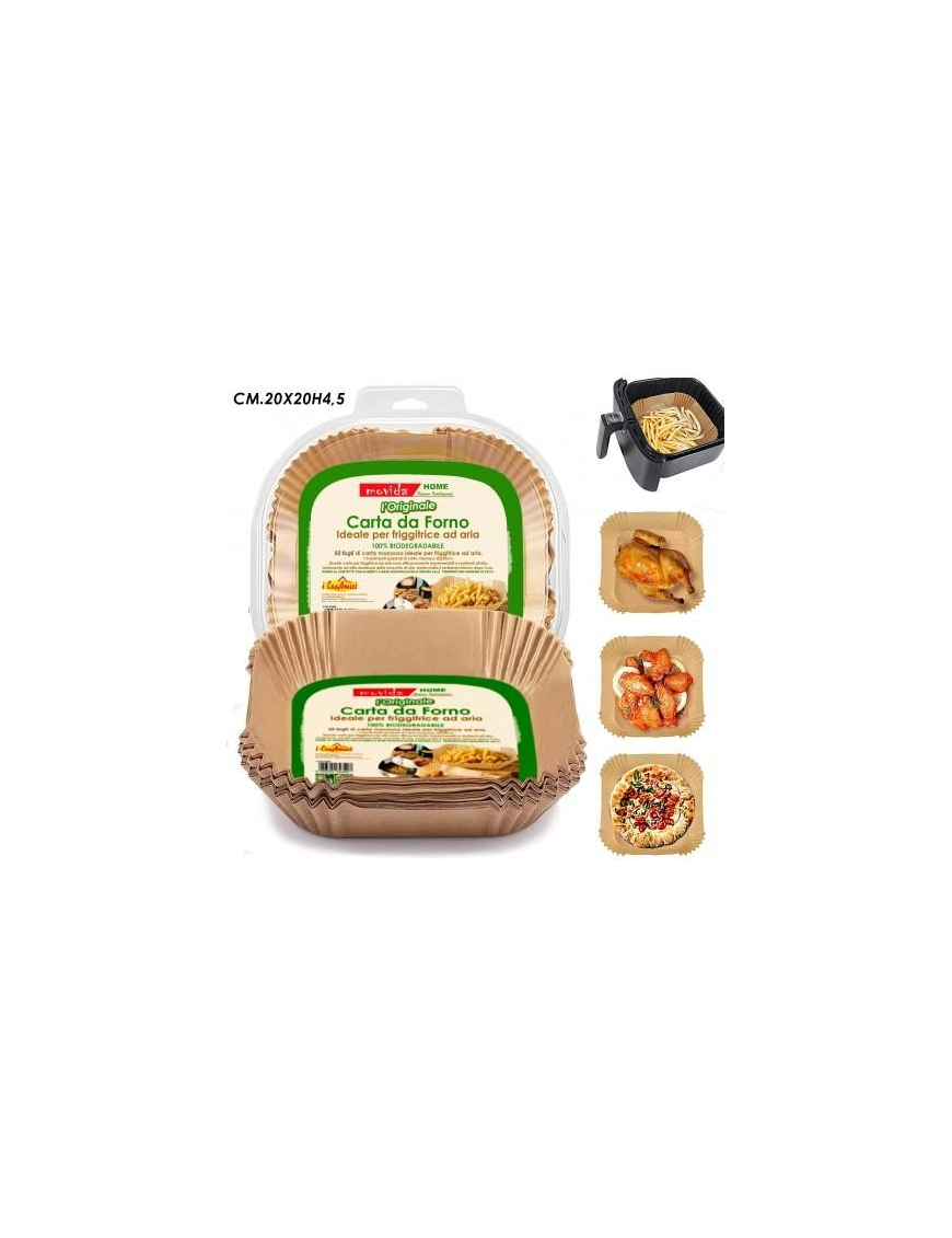 MOVIDA CARTA FORNO PER FRIGGITRICE 20x20 CENTIMETRI 50 PEZZI