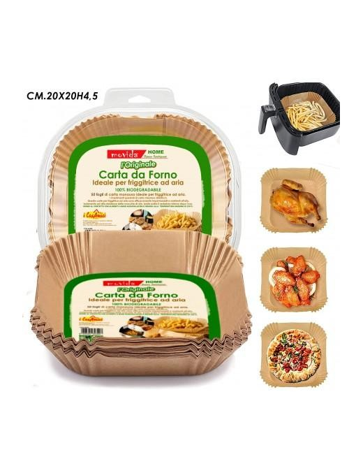 MOVIDA CARTA FORNO PER FRIGGITRICE 20x20 CENTIMETRI 50 PEZZI