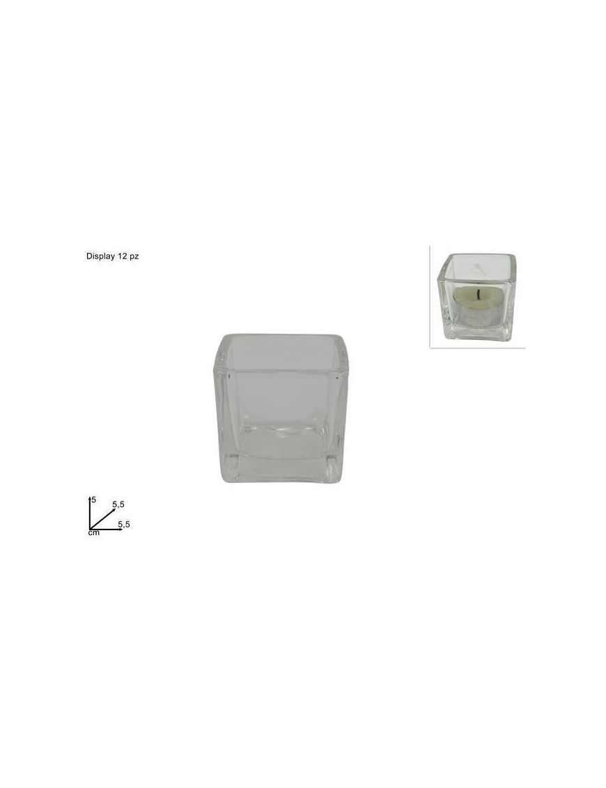 TRANSPARENT GLASS TEA-LIGHT HOLDER 5.5x5.5x5 CENTIMETERS