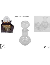 BOTTIGLIA DECORATA TONDA 50 MILLILITRI IN VETRO