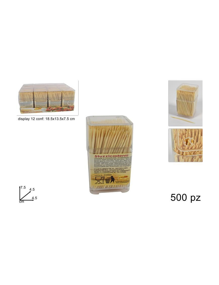 STUZZICADENTI CON BARATTOLO 500 PEZZI
