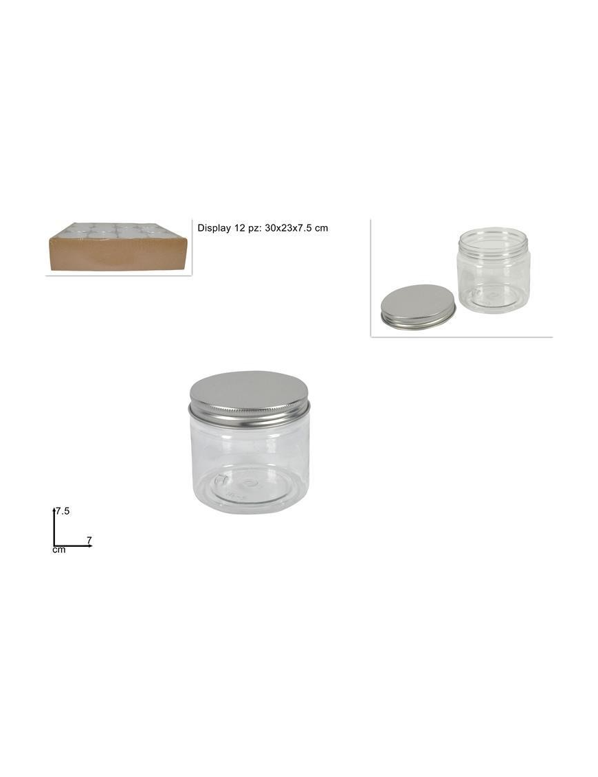 BARATTOLO PLASTICA CON COPERCHIO ARGENTATO 7x7,5 CENTIMETRI