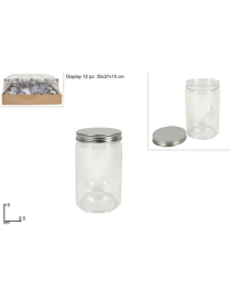 BARATTOLO PLASTICA CON COPERCHIO ARGENTATO 8,5x15 CENTIMETRI