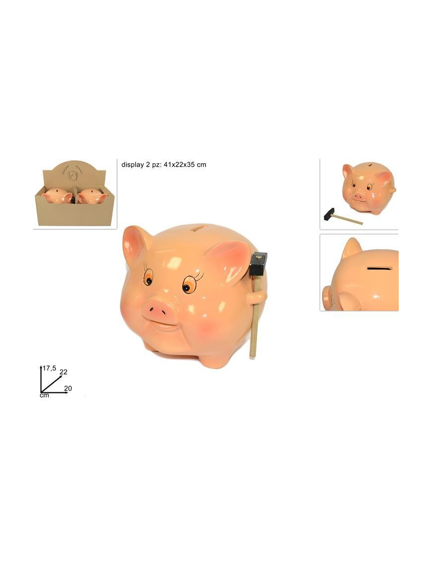 PIG MONEY BOX WITH HAMMER 22 CENTIMETERS