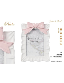 WHITE PHOTO FRAME WITH PINK BOW 10x15 CENTIMETERS