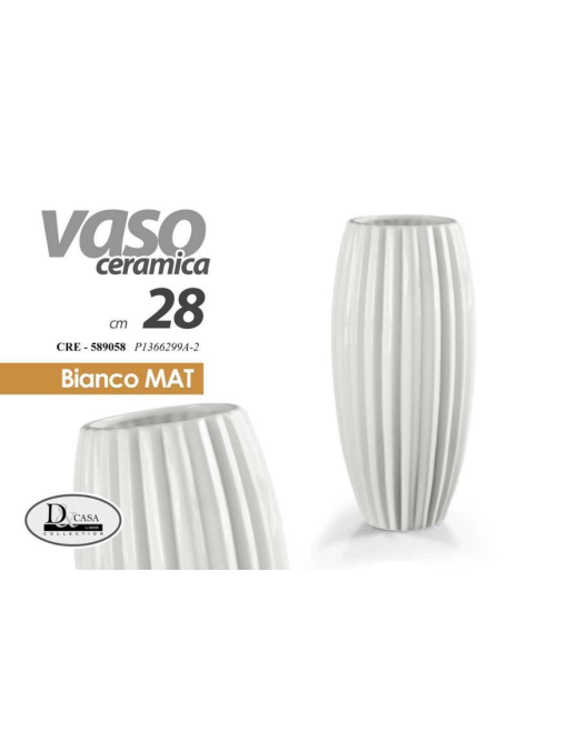 WHITE STRIPED VASE 28cm