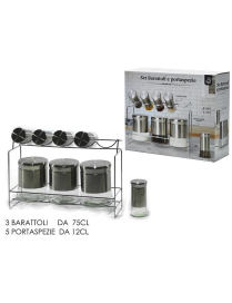 GLASS JARS + SPICE HOLDER 8 PIECES