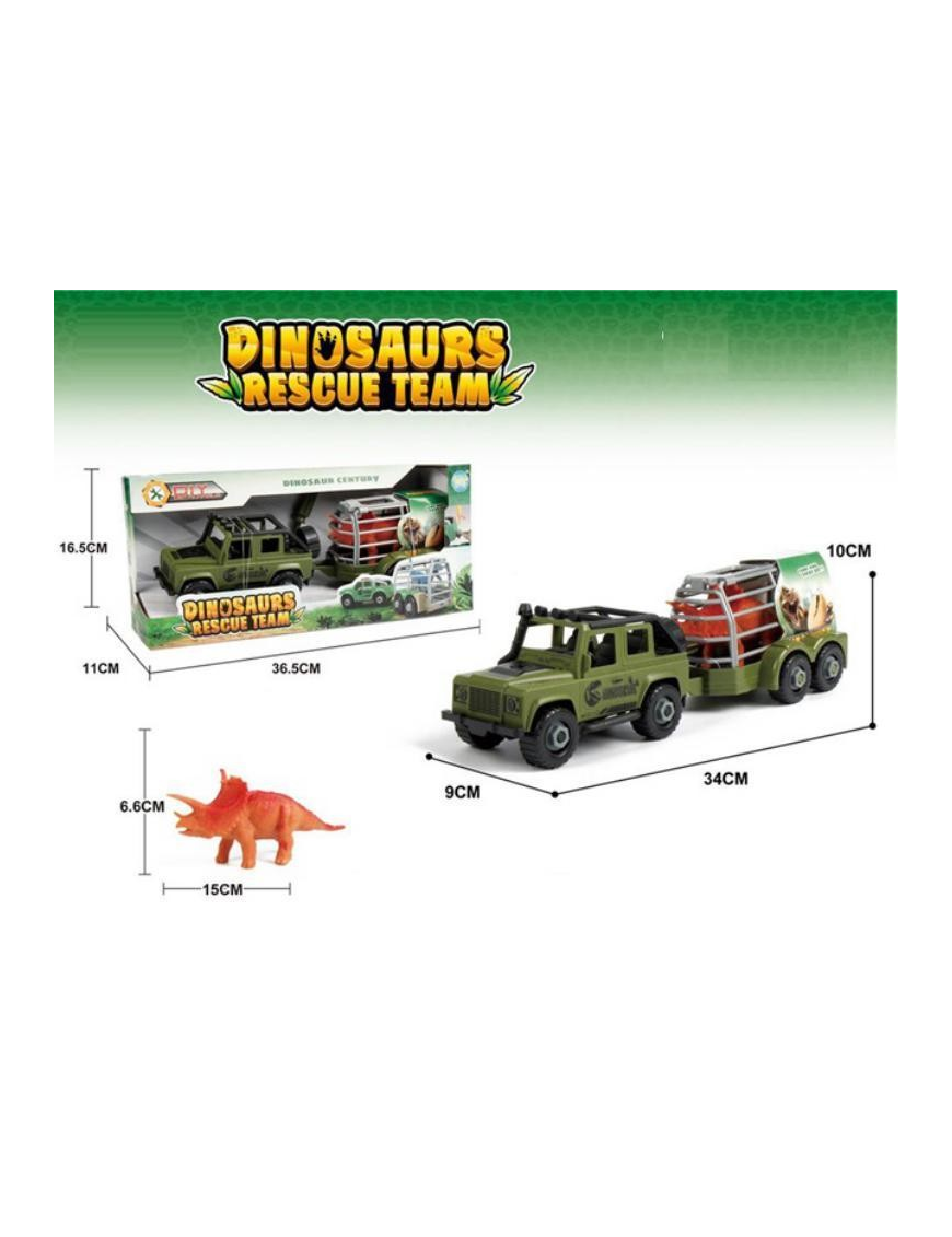 FUORISTRADA CON RIMORCHIO E DINOSAURI