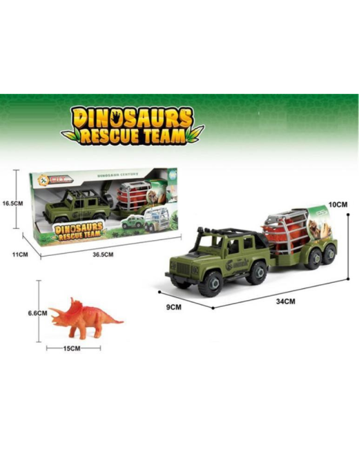 FUORISTRADA CON RIMORCHIO E DINOSAURI