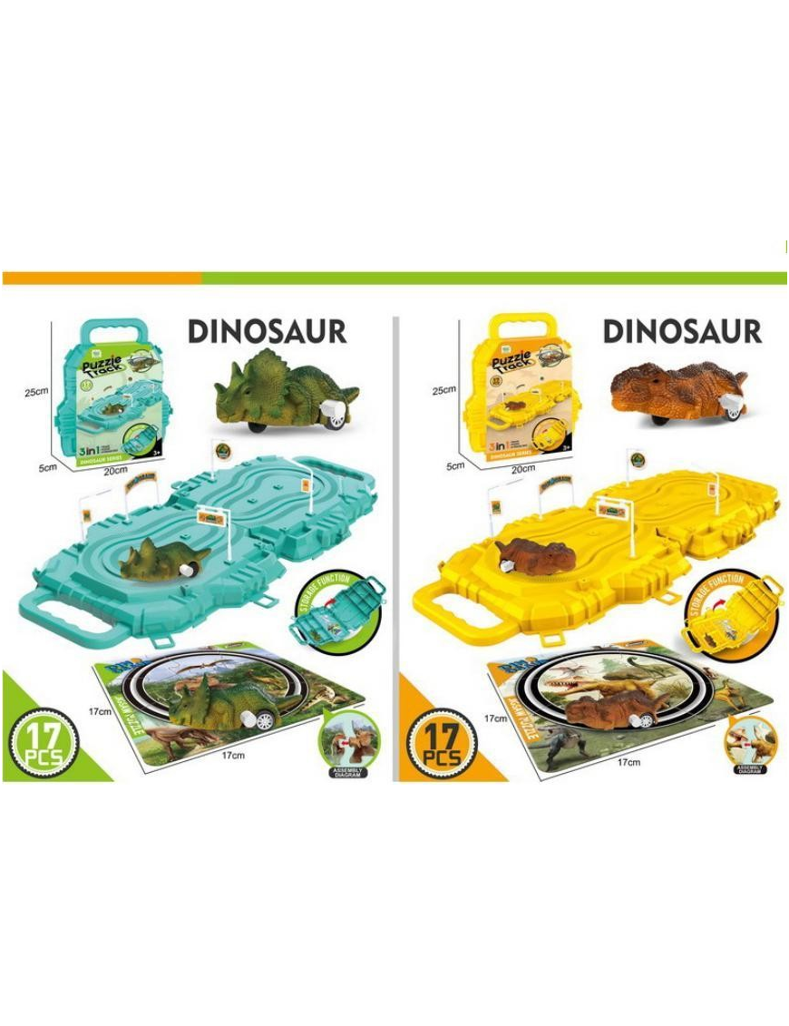VALIGETTA CON PISTA E PUZZLE DINOSA