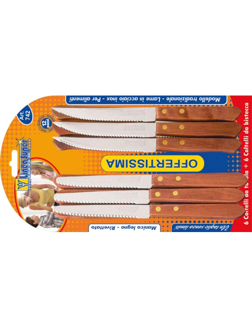 COLTELLI 12 PEZZI 6 DA TAVOLA+6 DA BISTECCA