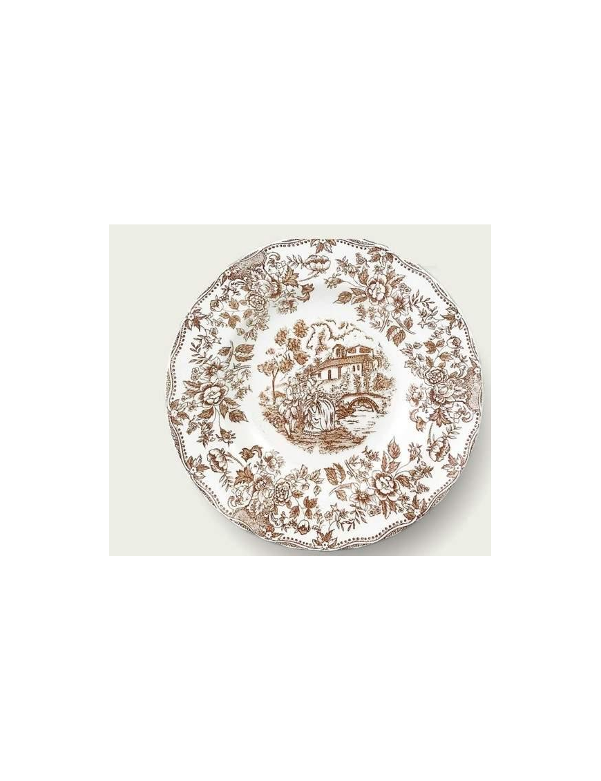 SOUTH PLATE WITH TAUPE ENGLISH DECORATION 24 CENTIMETERS