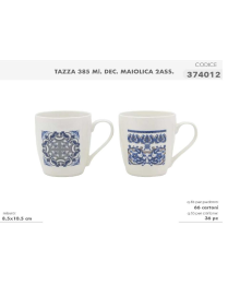 TAZZA MUG 385 MILLILITRI DECORAZIONE MAIOLICA BLU