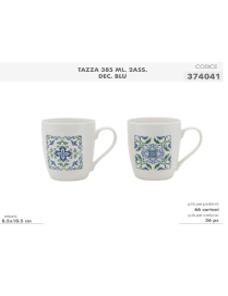 TAZZA MUG 385 MILLILITRI DECORAZIONE BLU