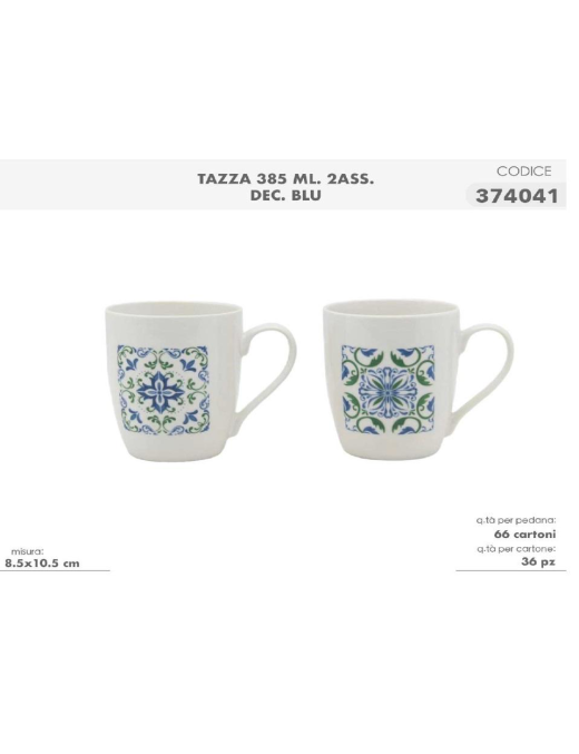TAZZA MUG 385 MILLILITRI DECORAZIONE BLU