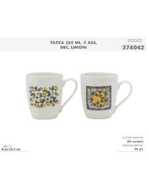 385 MM MUG CUP WITH LEMON DECORATION