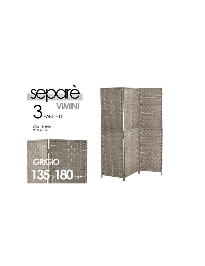 SEPARE' 3 PANNELLI GRIGIO 135x180cm