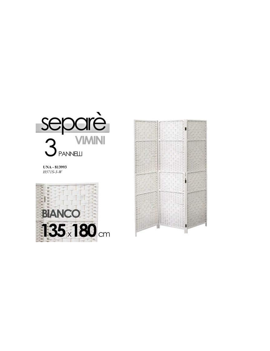 SEPARE' 3 PANNELLI BIANCO 135x180cm