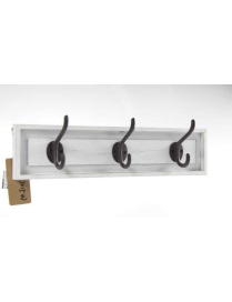 WHITE HANGER 3 HOOKS 50x10x12 cm