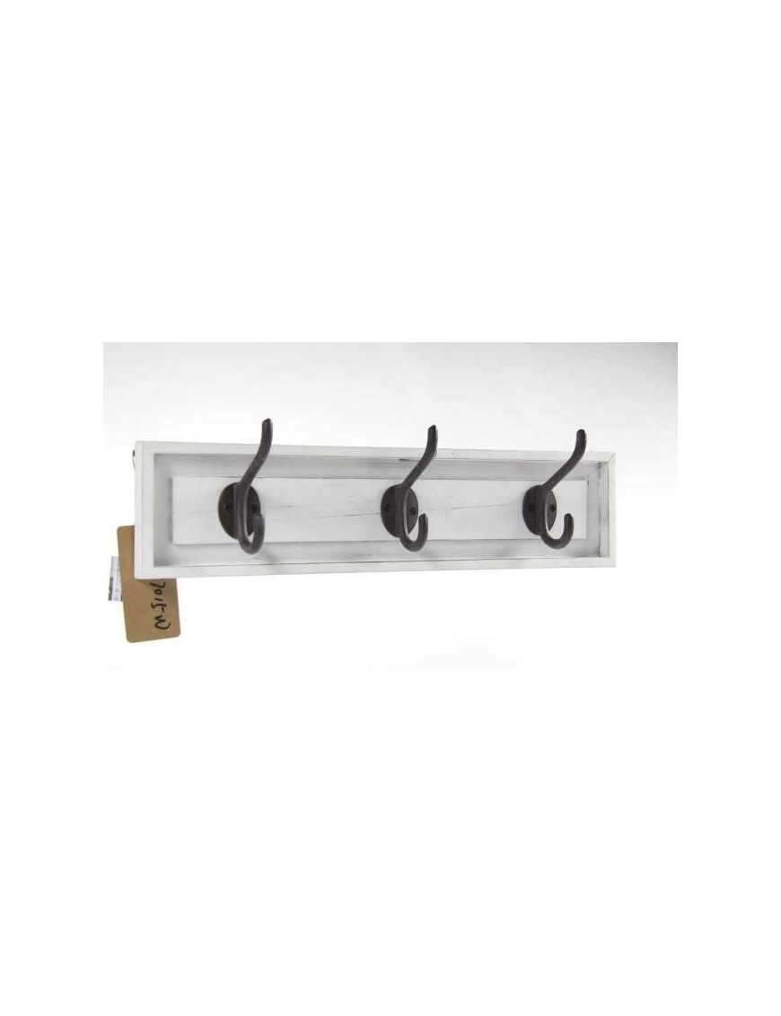 WHITE HANGER 3 HOOKS 50x10x12 cm