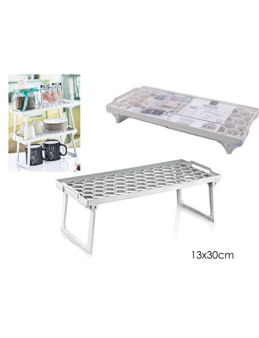 WHITE SHELF WITH FOLDABLE FEET 14x30 CENTIMETERS