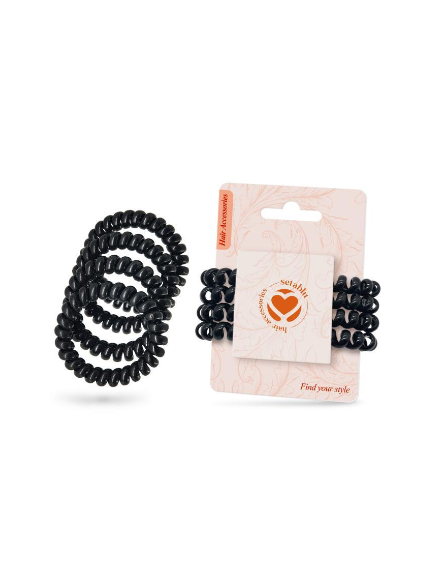 ELASTICI CAPELLI SPIRALE 4pezzi NERI